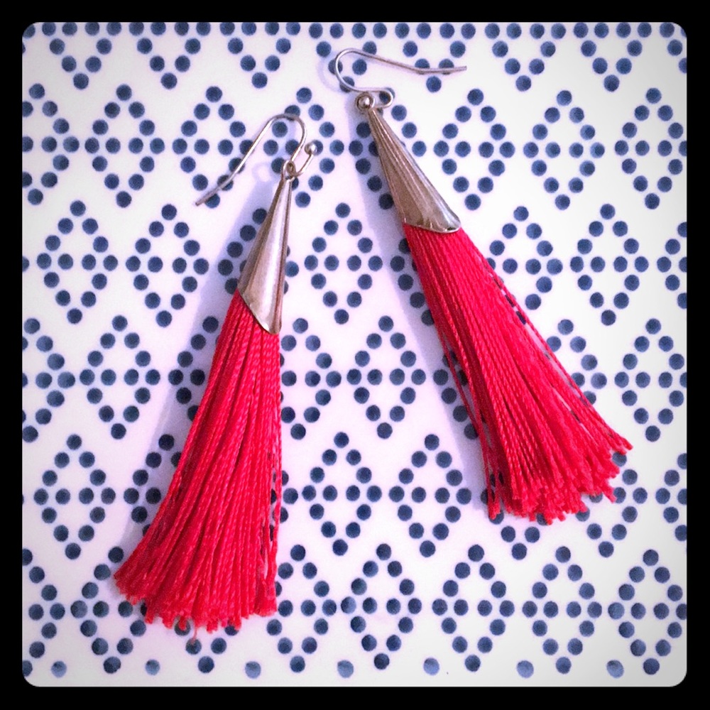 Red♥️ & Gold💛 tassel earrings